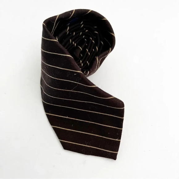 Brooks Brothers Brown‎ Wool Blend Tie Striped Winter Workwear Office Preppy Work - Picture 8 of 8